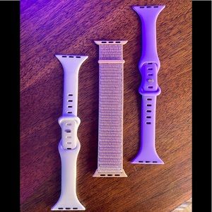 NEW 3 Apple Watch Bands 42/44 mm White Pink Purple Adjustable